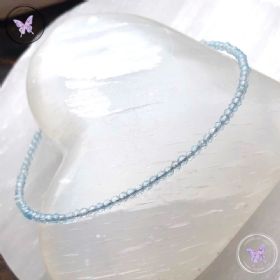 Sky Blue Topaz Micro Faceted Beaded Bracelet Silver